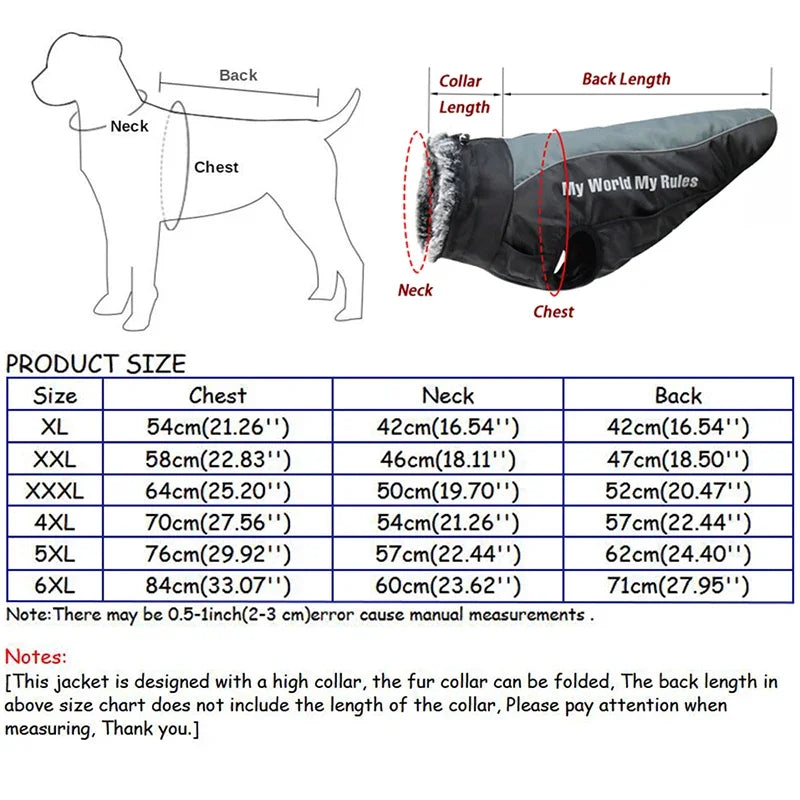 Waterproof Winter Dog Coat with Harness for Large Dogs